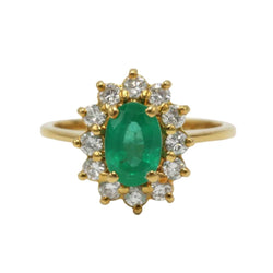 Bague Marguerite en or jaune, émeraude et diamants - Castafiore