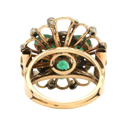 Bague Marguerite en or jaune, émeraudes et diamants - Castafiore