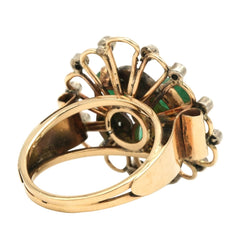 Bague Marguerite en or jaune, émeraudes et diamants - Castafiore
