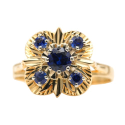 Bague Marguerite en or jaune et saphirs - Castafiore