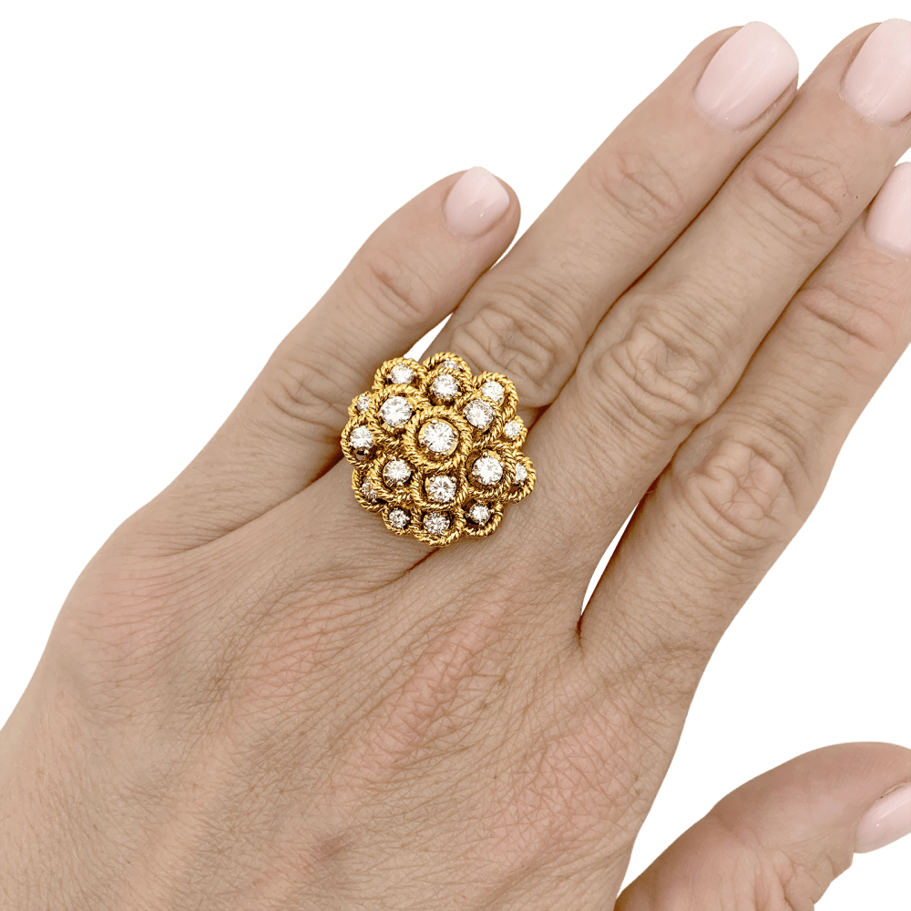 Bague Marguerite en or jaune, or blanc et diamants - Castafiore