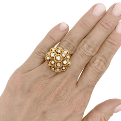 Bague Marguerite en or jaune, or blanc et diamants - Castafiore