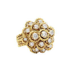 Bague Marguerite en or jaune, or blanc et diamants - Castafiore
