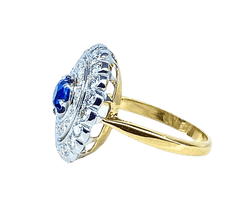 Bague Marguerite en or jaune, or blanc, saphir et diamants - Castafiore