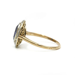 Bague Marguerite en or jaune, or blanc, saphir et diamants - Castafiore