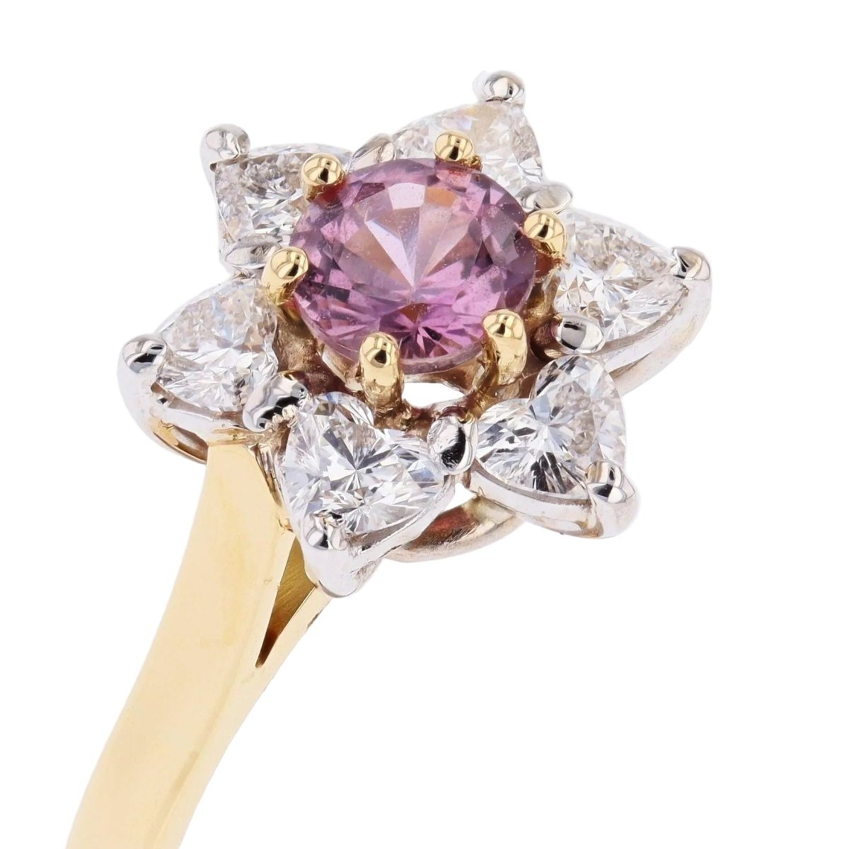Bague Marguerite en or jaune, or blanc, saphir et diamants - Castafiore