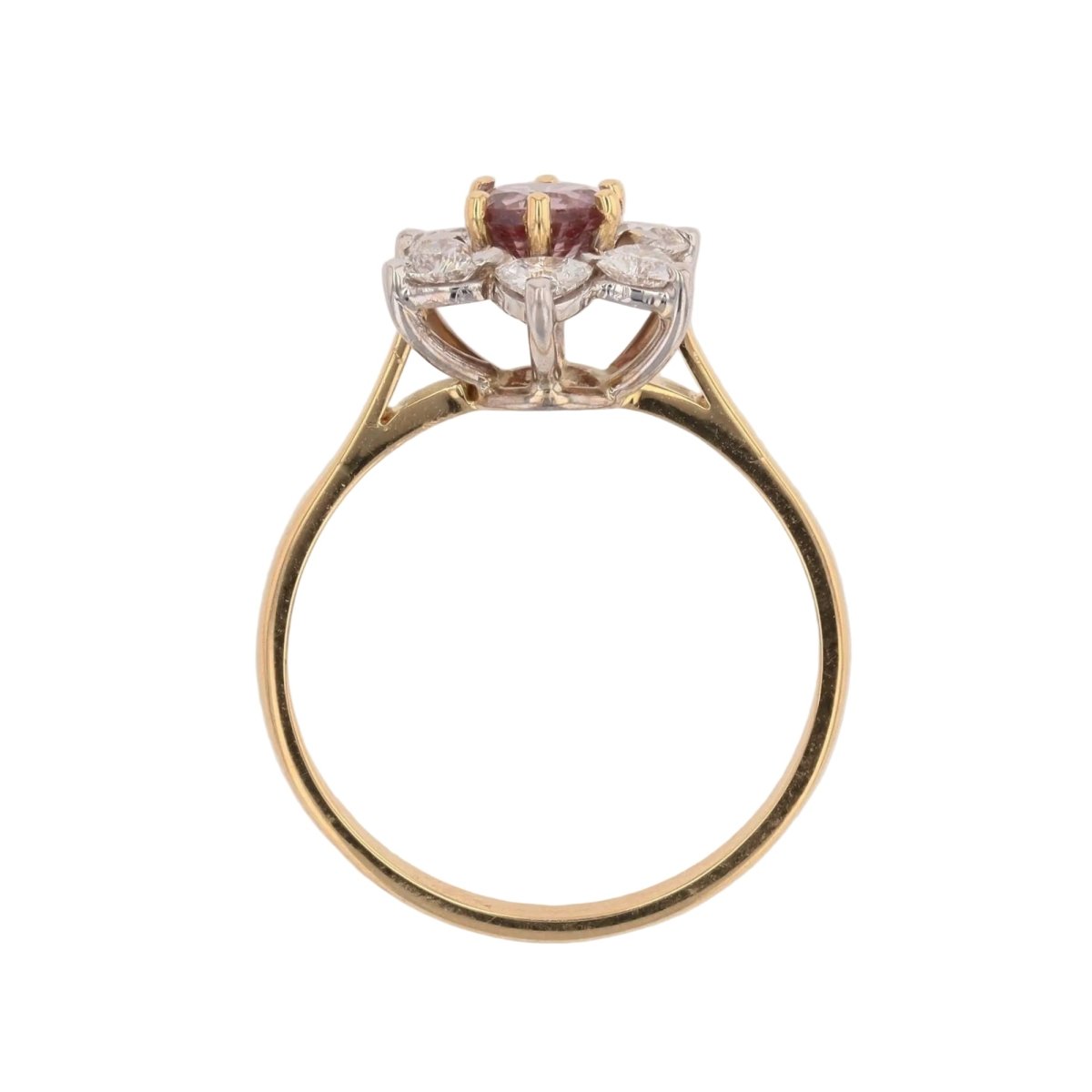 Bague Marguerite en or jaune, or blanc, saphir et diamants - Castafiore