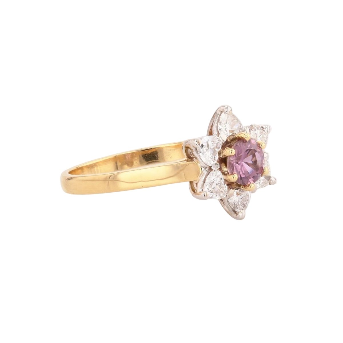 Bague Marguerite en or jaune, or blanc, saphir et diamants - Castafiore