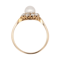 Bague Marguerite en or jaune, perle et diamants - Castafiore