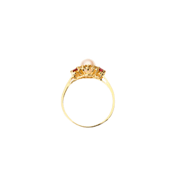 Bague Marguerite en or jaune, perle, rubis et diamants - Castafiore
