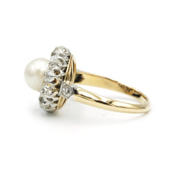 Bague Marguerite en or jaune, platine, perle et diamants - Castafiore