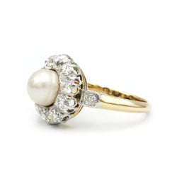 Bague Marguerite en or jaune, platine, perle et diamants - Castafiore