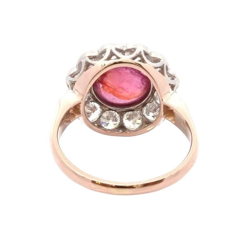 Bague Marguerite en or jaune, platine, rubis et diamants - Castafiore