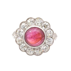 Bague Marguerite en or jaune, platine, rubis et diamants - Castafiore