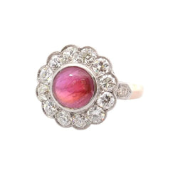 Bague Marguerite en or jaune, platine, rubis et diamants - Castafiore
