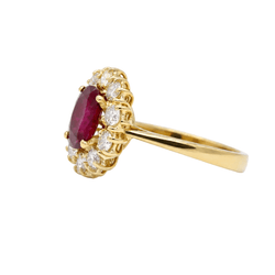 Bague Marguerite en or jaune, rubis et diamants - Castafiore