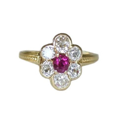 Bague Marguerite en or jaune, rubis et diamants - Castafiore