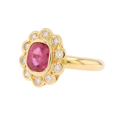 Bague Marguerite en or jaune, rubis et diamants - Castafiore