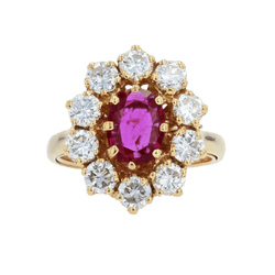 Bague Marguerite en or jaune, rubis et diamants - Castafiore