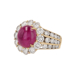 Bague Marguerite en or jaune, rubis et diamants - Castafiore
