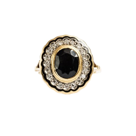 Bague Marguerite en or jaune, saphir et diamants - Castafiore