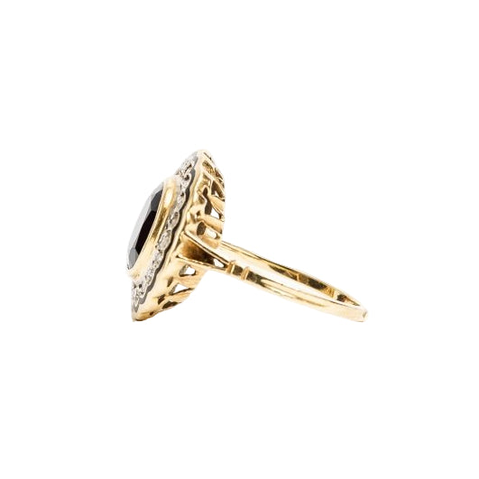 Bague Marguerite en or jaune, saphir et diamants - Castafiore