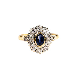 Bague Marguerite en or jaune, saphir, et diamants - Castafiore