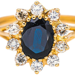 Bague Marguerite en or jaune, saphir et diamants - Castafiore