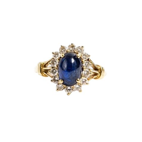Bague Marguerite en or jaune, saphir et diamants - Castafiore