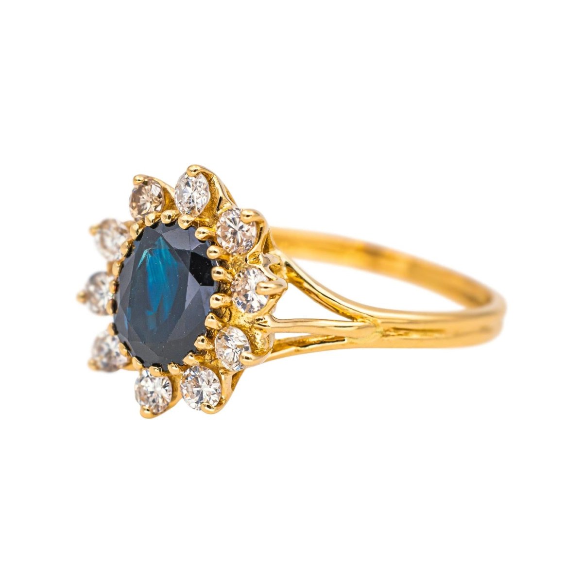 Bague Marguerite en or jaune, saphir et diamants - Castafiore