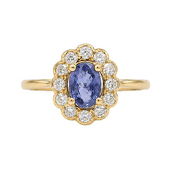Bague Marguerite en or jaune, saphir et diamants - Castafiore