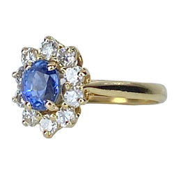 Bague Marguerite en or jaune, saphir et diamants - Castafiore