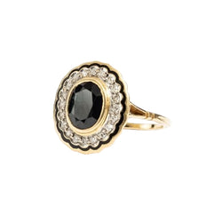 Bague Marguerite en or jaune, saphir et diamants - Castafiore