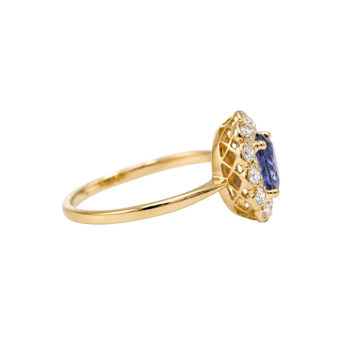 Bague Marguerite en or jaune, saphir et diamants - Castafiore