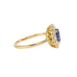 Bague Marguerite en or jaune, saphir et diamants - Castafiore