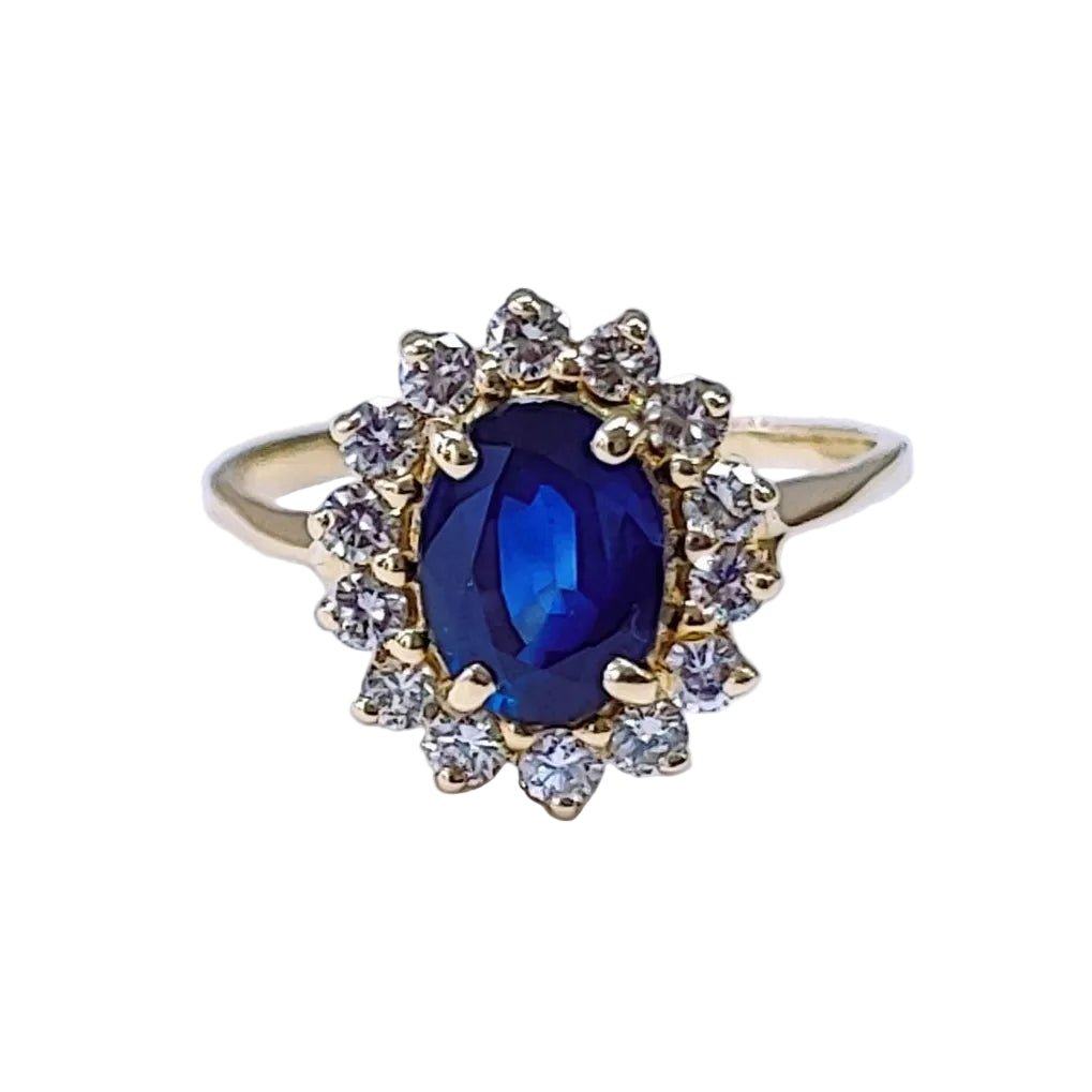 Bague Marguerite en or jaune, saphir et diamants - Castafiore