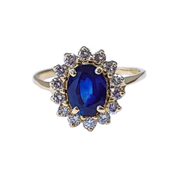 Bague Marguerite en or jaune, saphir et diamants - Castafiore