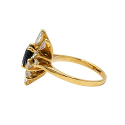 Bague Marguerite en or jaune, saphir et diamants - Castafiore
