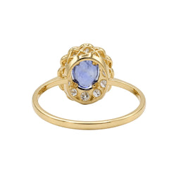 Bague Marguerite en or jaune, saphir et diamants - Castafiore