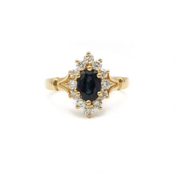 Bague Marguerite en or jaune, saphir et diamants - Castafiore
