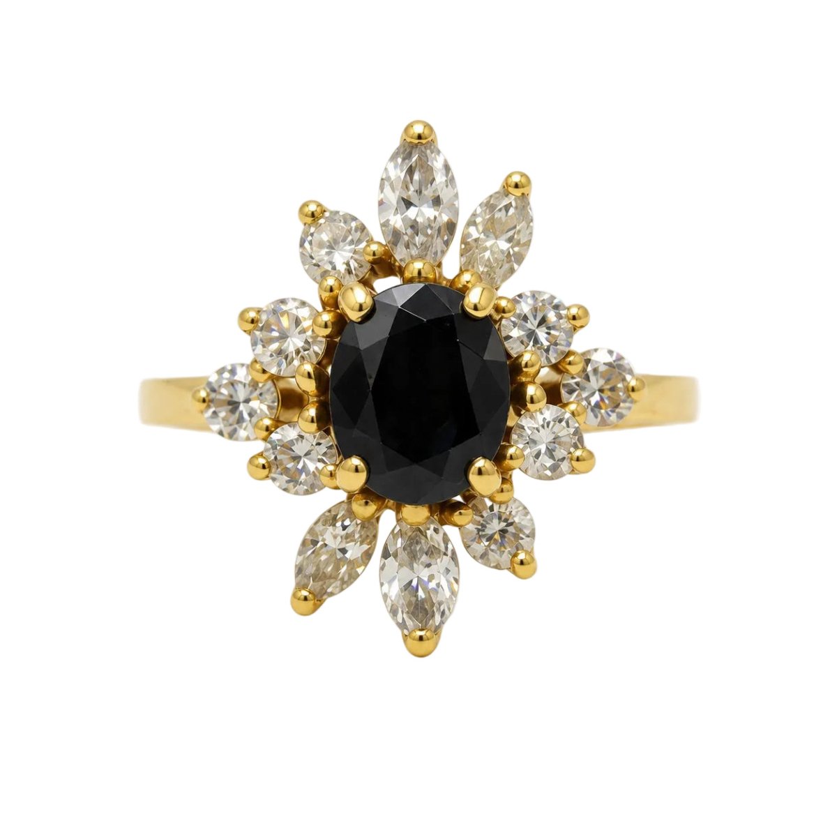 Bague Marguerite en or jaune, saphir et diamants - Castafiore