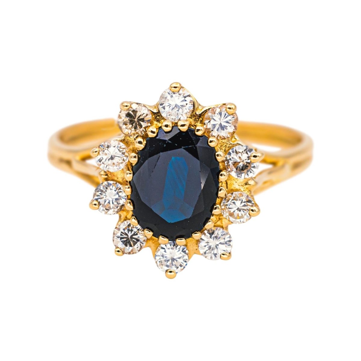 Bague Marguerite en or jaune, saphir et diamants - Castafiore