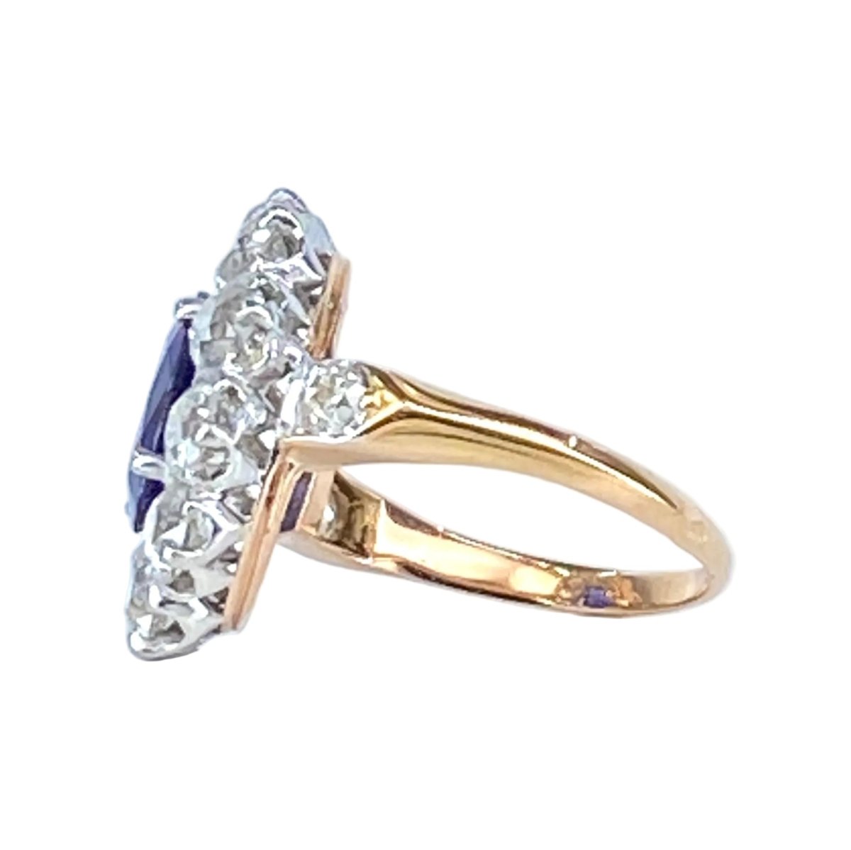 Bague Marguerite en or jaune, saphir et diamants - Castafiore