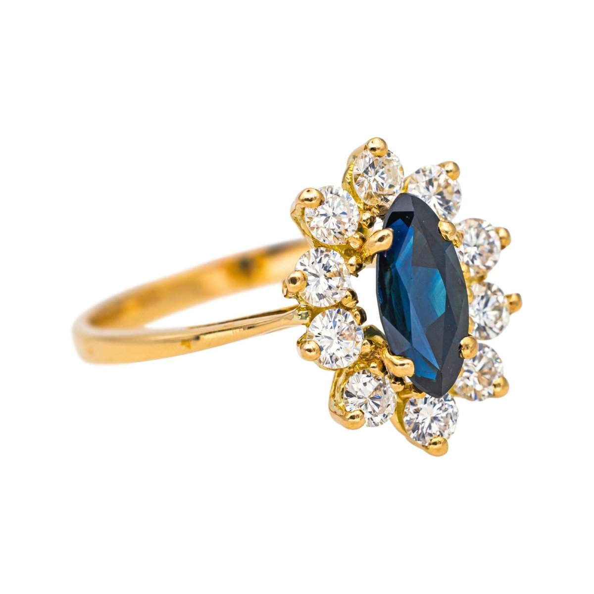 Bague Marguerite en or jaune, saphir et diamants - Castafiore