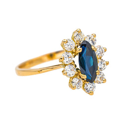 Bague Marguerite en or jaune, saphir et diamants - Castafiore