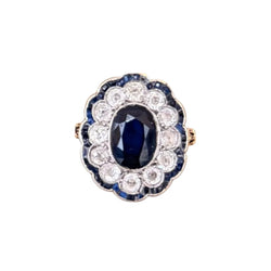Bague Marguerite en or jaune, saphir et diamants - Castafiore