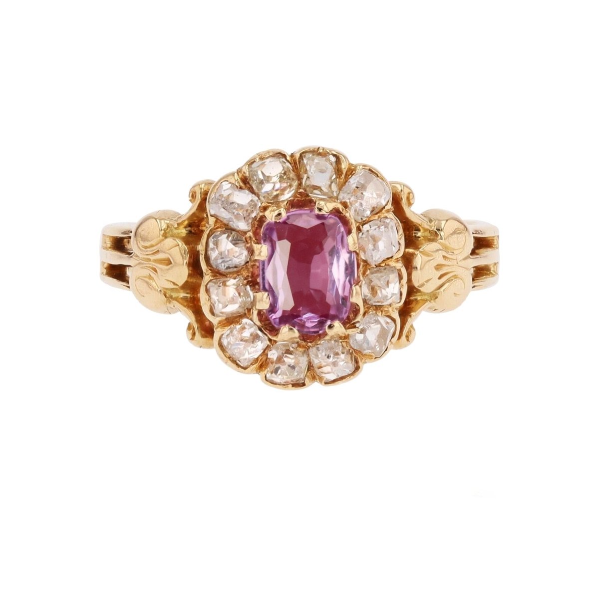 Bague Marguerite en or jaune, saphir et diamants - Castafiore