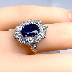 Bague Marguerite en or jaune, saphir et diamants - Castafiore