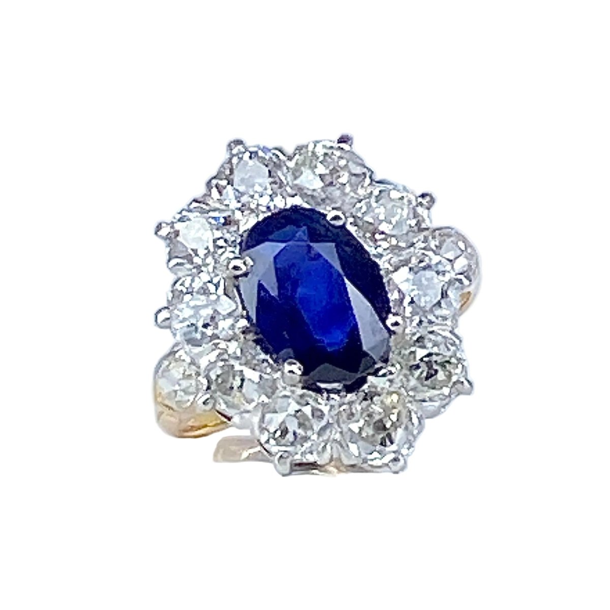 Bague Marguerite en or jaune, saphir et diamants - Castafiore
