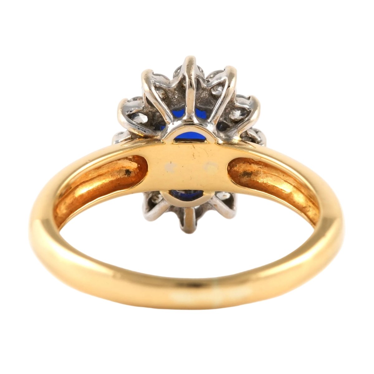Bague Marguerite en or jaune, saphir et zirconiums - Castafiore